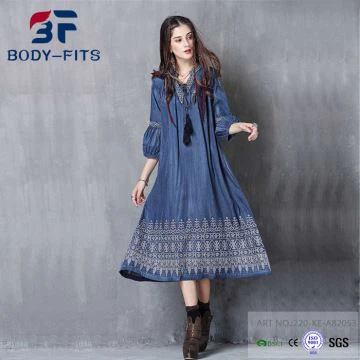 शरद ऋतु विंटेज डेनिम पोशाक